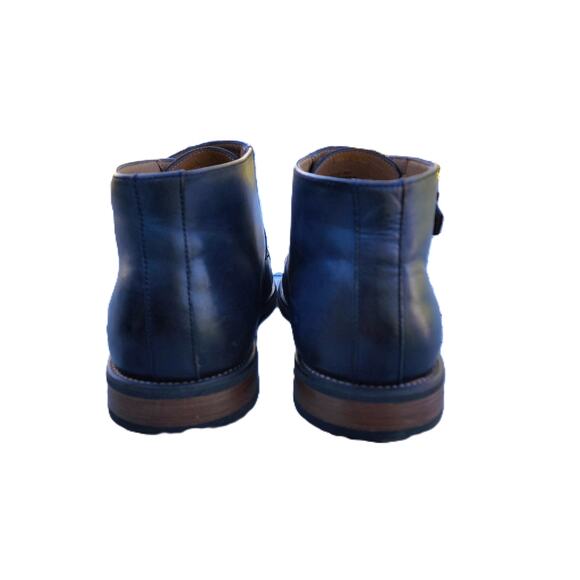 La Milano Blue Burnished Leather Double Monk Strap Cap Toe Boots 13 - Picture 9 of 13